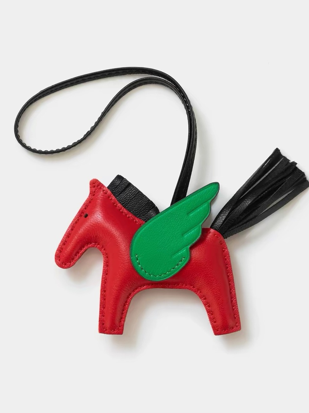 Luxury 100% Handmade Lamb Leather Horse Charm with Pink Wing